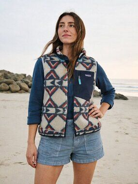 Patagonia Classic Retro-X Fleece Vest Size‎ Small Brass Hawk Smolder Blue Sherpa